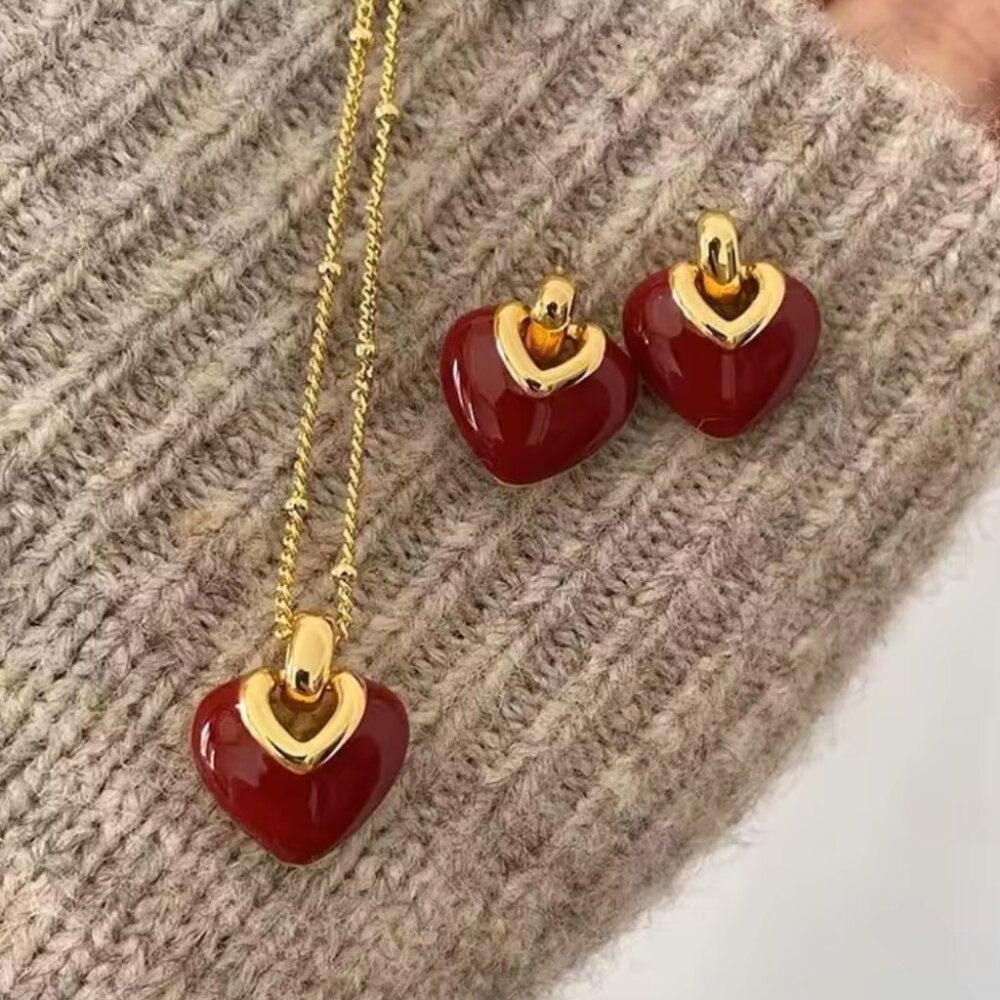 Clavicle chain necklace and earrings set